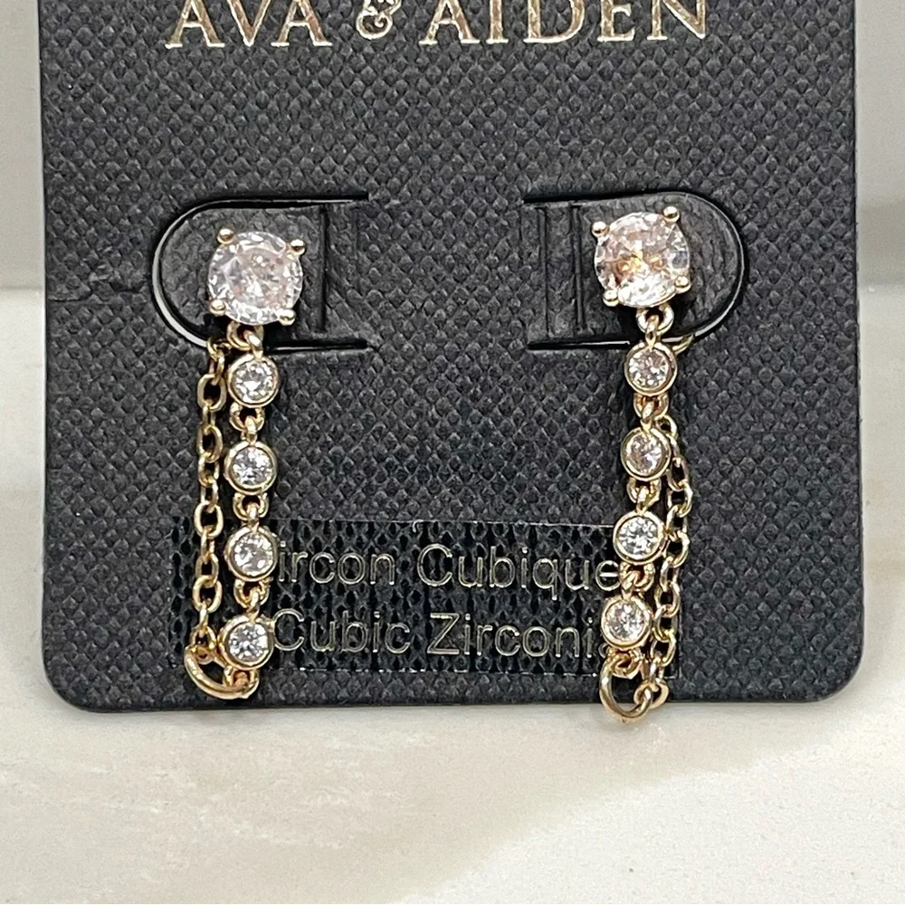 🟤2/$25 NEW Ava & Aiden Cubic Zirconia Dangle Earrings - Picture 2 of 2